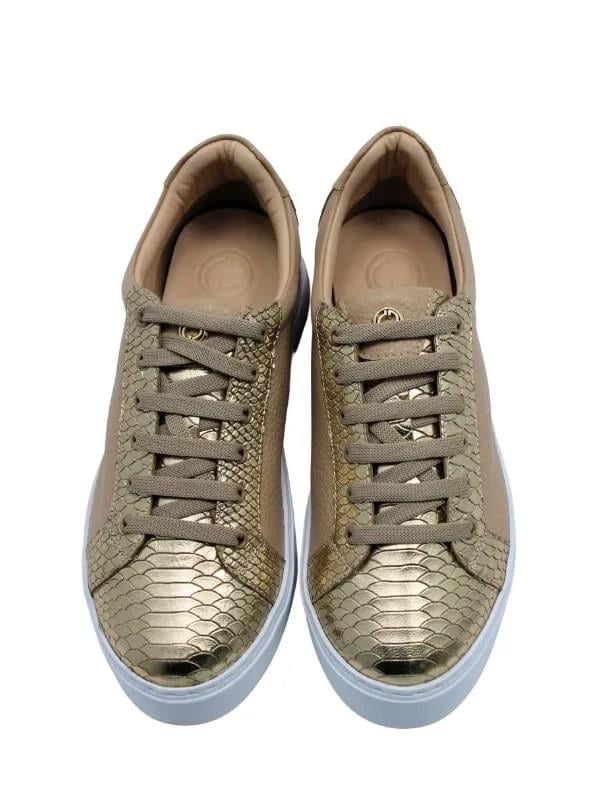 POLETTO  HAKİKİ DERİ ALTIN-BISKUVI Sneaker Düz 1280 01