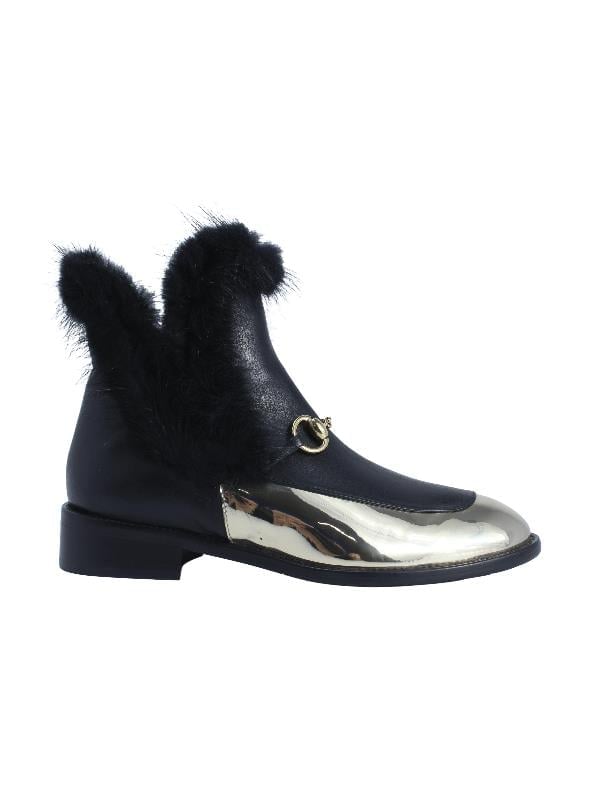 POLETTO  HAKİKİ DERİ ALTIN-SIYAH Bot Düz  629 05 S V1