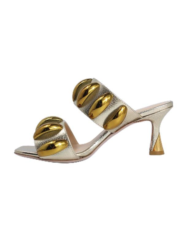 POLETTO  HAKİKİ DERİ ALTIN Terlık Topuklu 1918 48