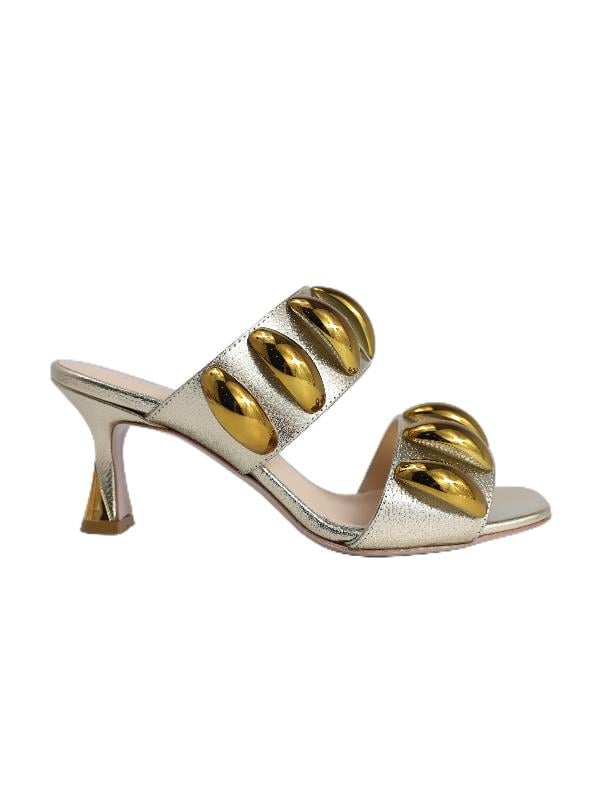 POLETTO  HAKİKİ DERİ ALTIN Terlık Topuklu 1918 48