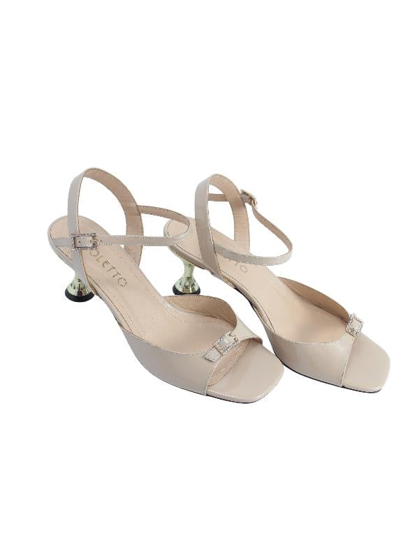 POLETTO  HAKİKİ DERİ BEJ Sandalet Topuklu 4183 222