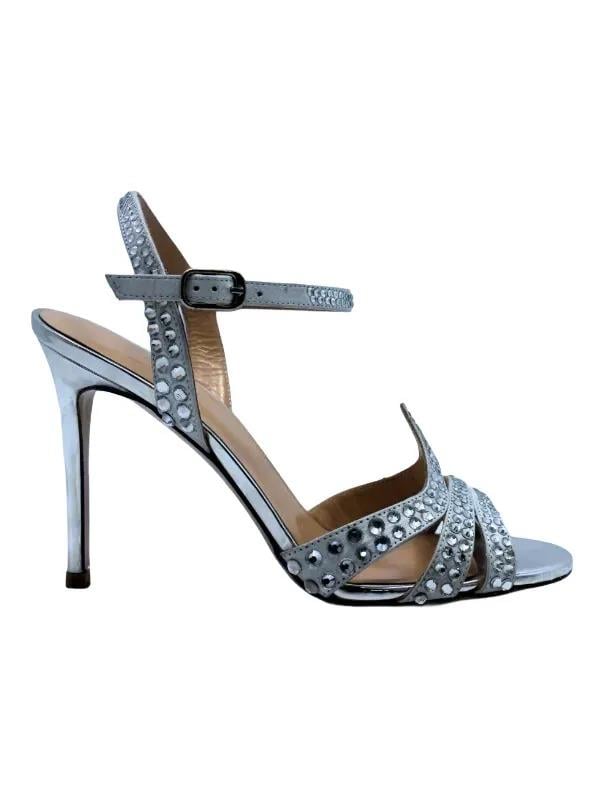 POLETTO  HAKİKİ DERİ BEYAZ-GUMUS Sandalet Gece/Abiye 6564 155