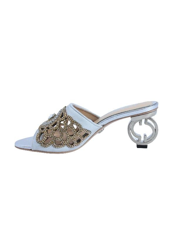 POLETTO  HAKİKİ DERİ BEYAZ-GUMUS Terlık Gece/Abiye 1918 22