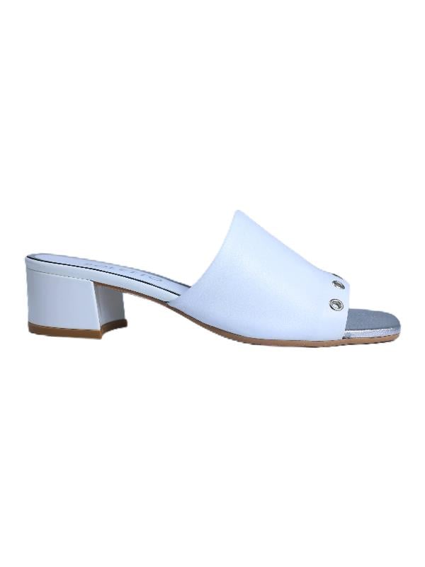 POLETTO  HAKİKİ DERİ BEYAZ-GUMUS Terlık Topuklu 544 23