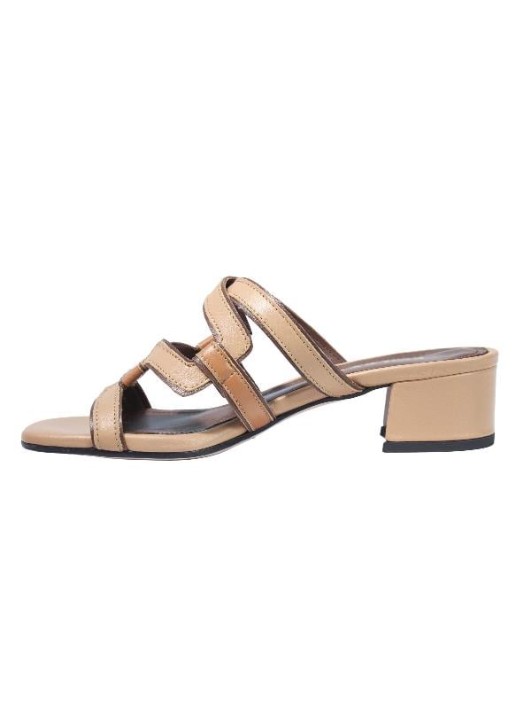 POLETTO  HAKİKİ DERİ BISKUVI-KAHVE-CAMEL Terlık Topuklu 544 24