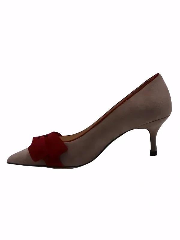 POLETTO  HAKİKİ DERİ CAPUCINO-KIRMIZI Ayakkabı Stiletto 9841 83