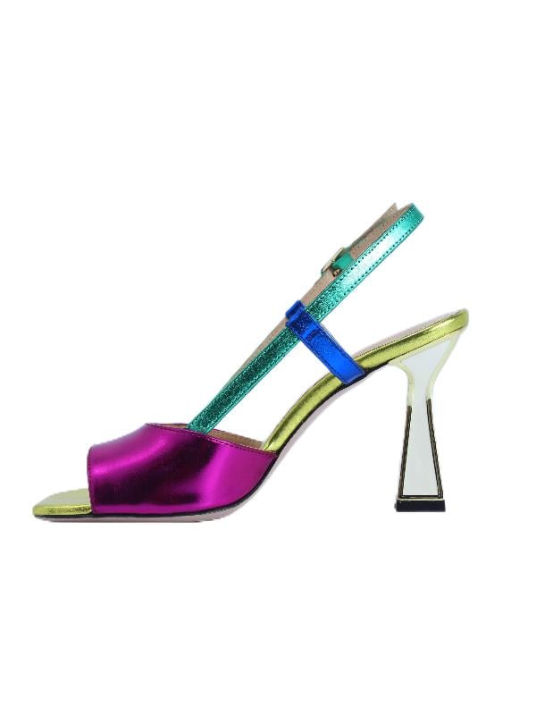 POLETTO  HAKİKİ DERİ FUSYA-YESIL-SAX MAVI-SARI Sandalet Topuklu 319 260 V1