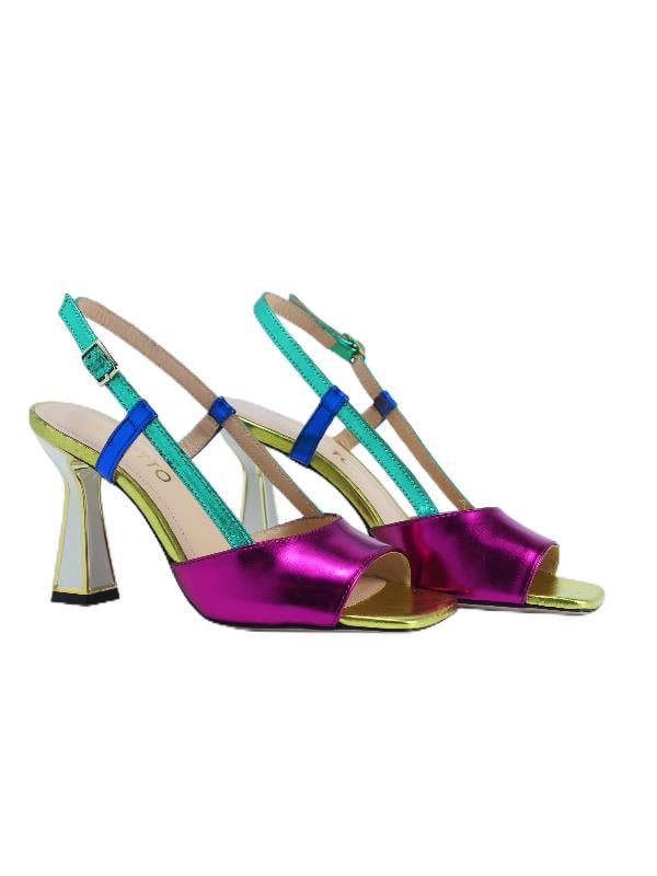 POLETTO  HAKİKİ DERİ FUSYA-YESIL-SAX MAVI-SARI Sandalet Topuklu 319 260 V1