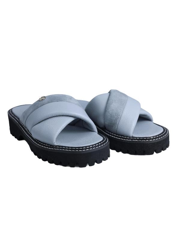 POLETTO  HAKİKİ DERİ GRI Sandalet Düz Terlik 0197 343