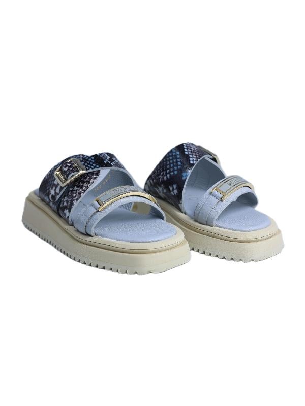 POLETTO  HAKİKİ DERİ GRI-SIYAH Sandalet Düz Terlik 0197 346