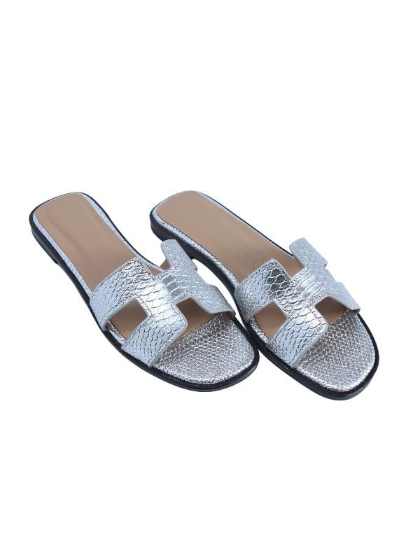 POLETTO  HAKİKİ DERİ GUMUS Terlık Düz 04 1031