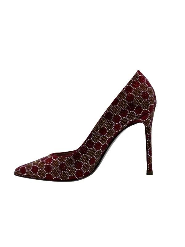 POLETTO  HAKİKİ DERİ KIRMIZI-ALTIN Ayakkabı Gece/Abiye 2536 08 V5