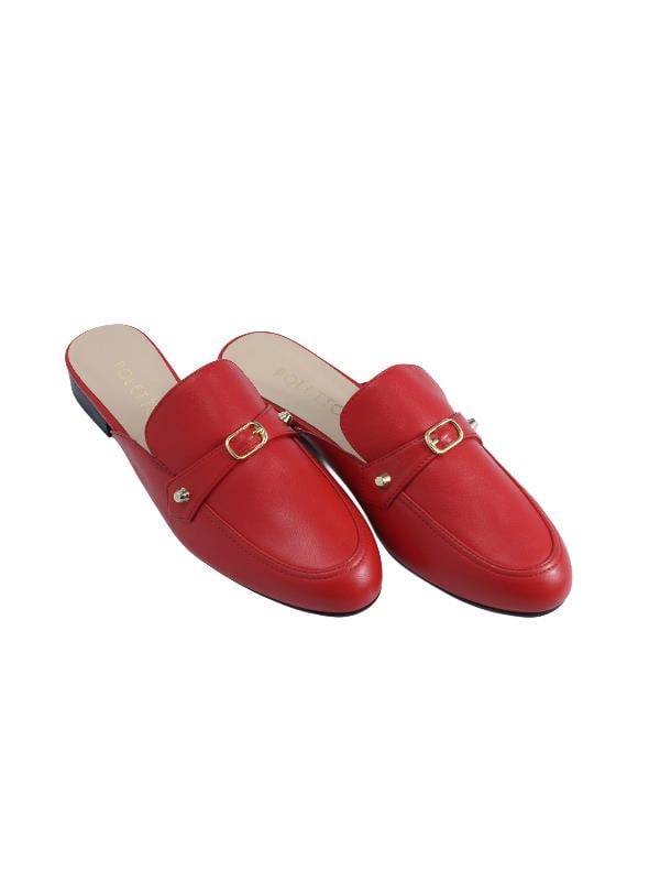 POLETTO  HAKİKİ DERİ KIRMIZI Babet Terlik 69 11