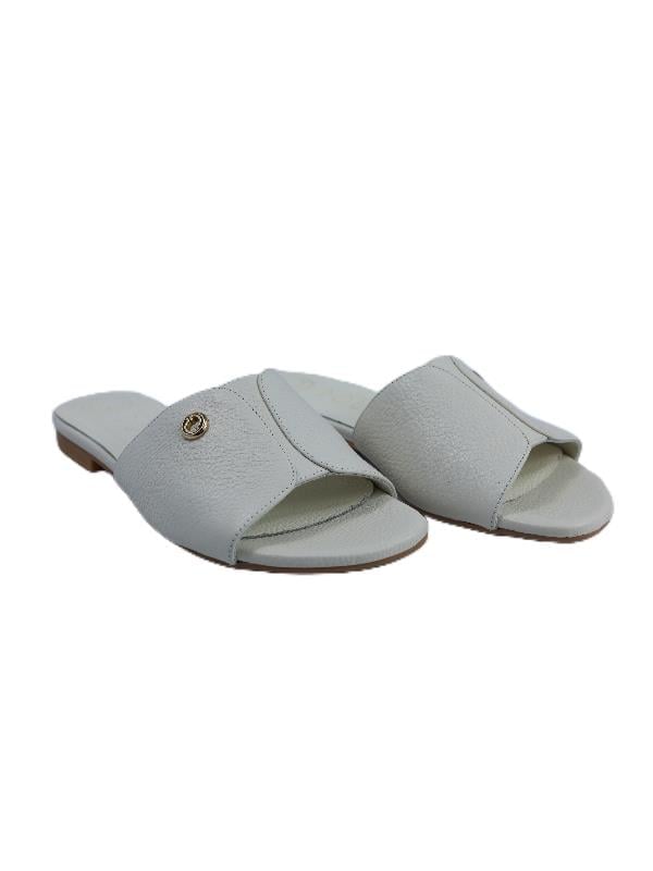 POLETTO  HAKİKİ DERİ KREM Terlık Düz 0197 345