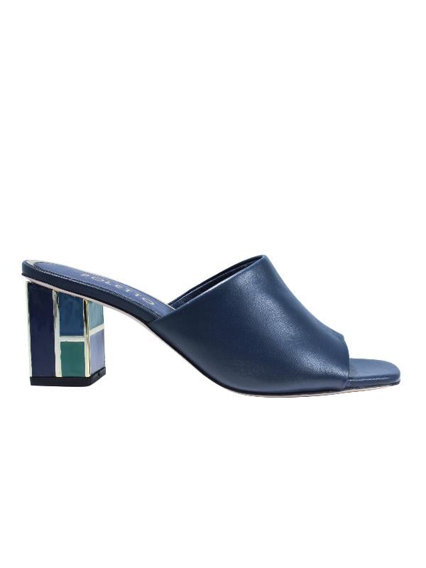 POLETTO  HAKİKİ DERİ LACIVERT-ALTIN Terlık Topuklu 4183 140 V1