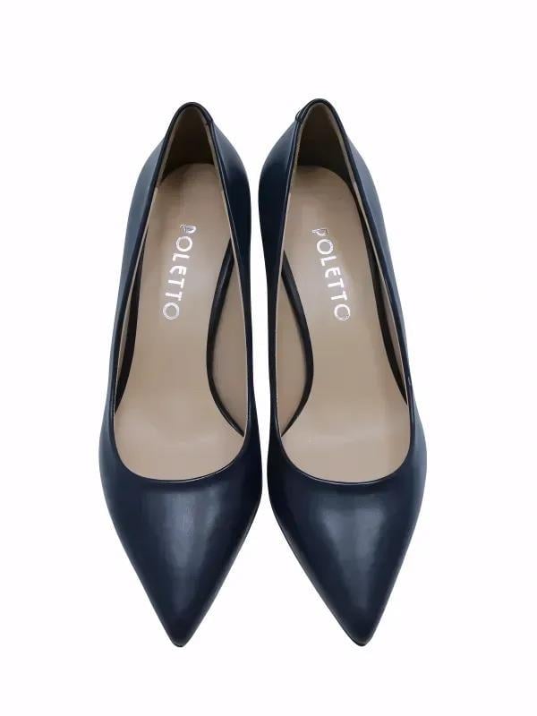 POLETTO  HAKİKİ DERİ LACIVERT Ayakkabı Stiletto 9841 35