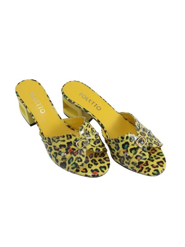 POLETTO  HAKİKİ DERİ LEOPAR SARI Terlık Topuklu 169 239