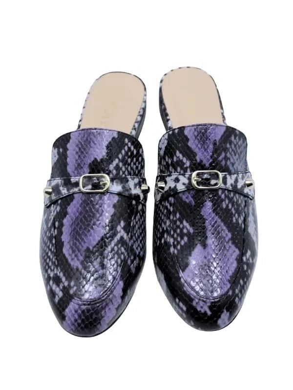 POLETTO  HAKİKİ DERİ LILA SIYAH Babet Terlik 69 11