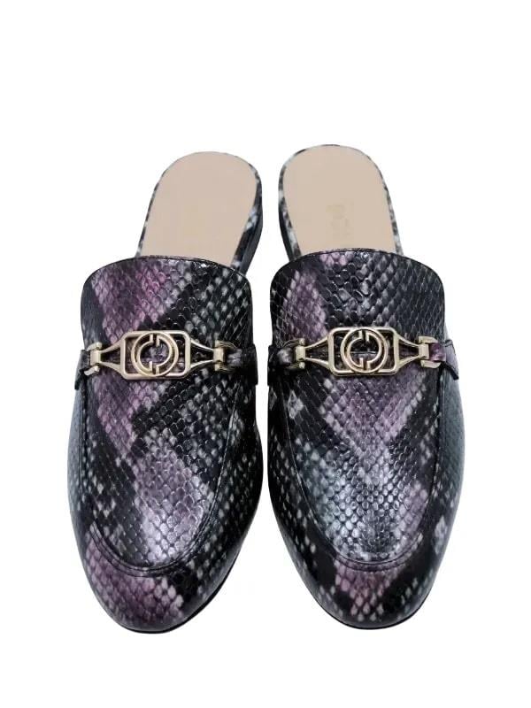 POLETTO  HAKİKİ DERİ LILA SIYAH Babet Terlik 69 11 V1