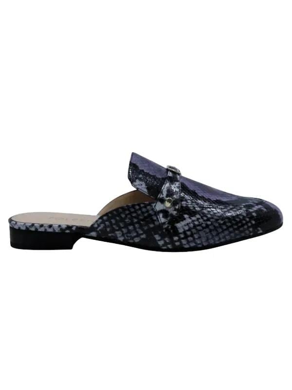 POLETTO  HAKİKİ DERİ LILA SIYAH Babet Terlik 69 11