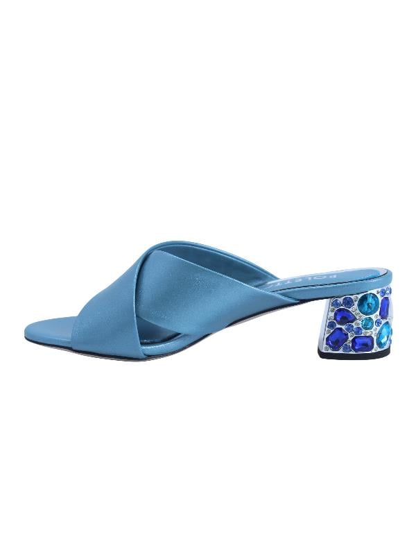 POLETTO  HAKİKİ DERİ MAVI-GUMUS Terlık Topuklu 169 167 V4