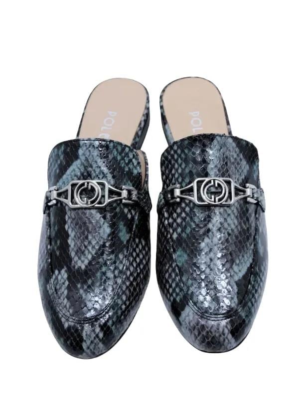 POLETTO  HAKİKİ DERİ MAVI SIYAH Babet Terlik 69 11 V1