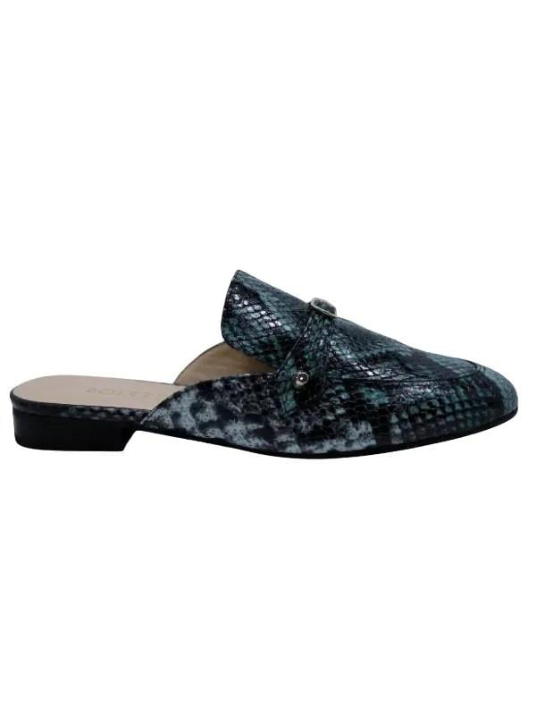 POLETTO  HAKİKİ DERİ MAVI SIYAH Babet Terlik 69 11