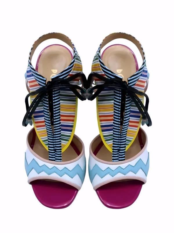 POLETTO  HAKİKİ DERİ PEMBE-BEYAZ-MAVI-SARI-FUSYA Sandalet Topuklu 5669 162 V1