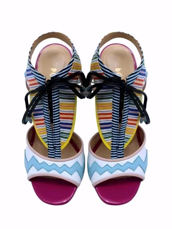 POLETTO  HAKİKİ DERİ PEMBE-BEYAZ-MAVI-SARI-FUSYA Sandalet Topuklu 5669 162 V1