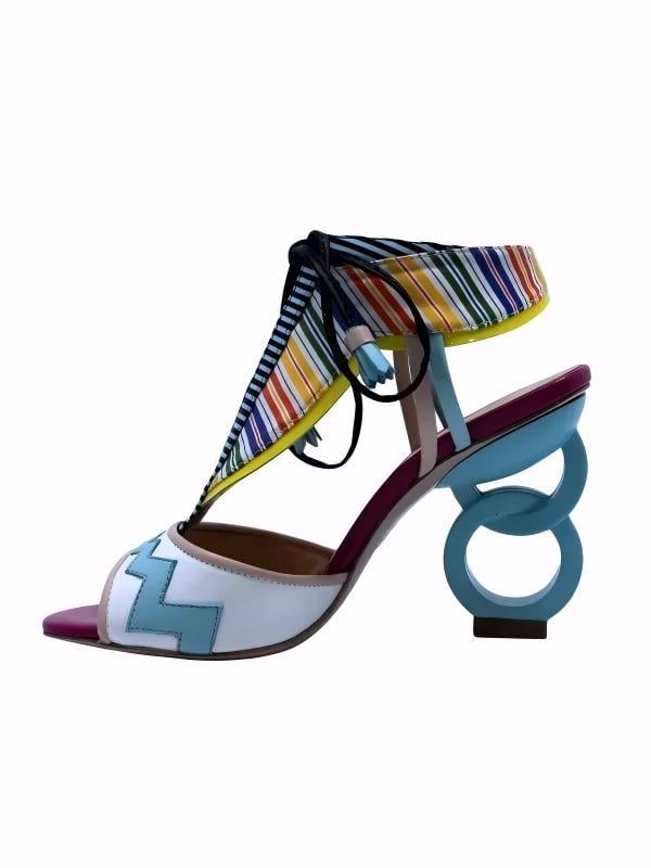 POLETTO  HAKİKİ DERİ PEMBE-BEYAZ-MAVI-SARI-FUSYA Sandalet Topuklu 5669 162 V1