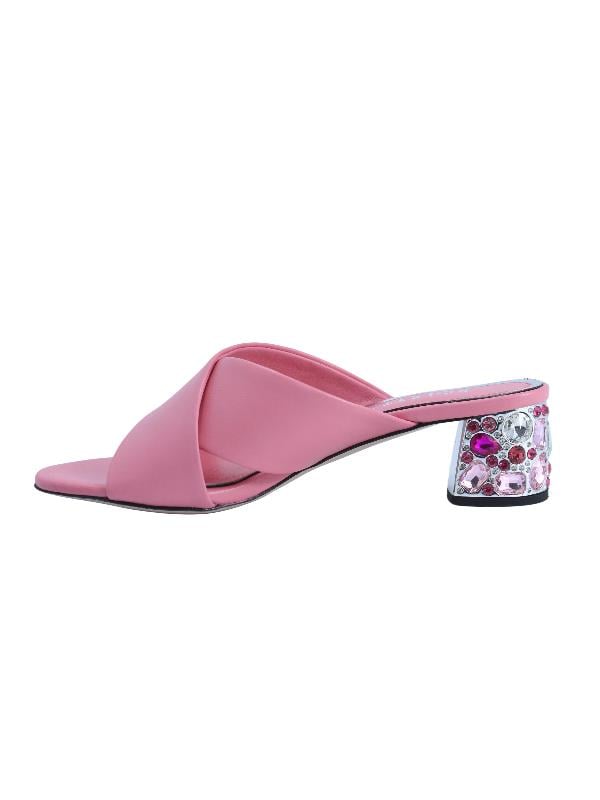 POLETTO  HAKİKİ DERİ PEMBE-GUMUS Terlık Topuklu 169 167 V4