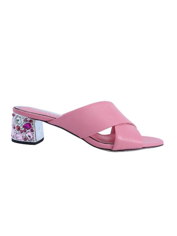 POLETTO  HAKİKİ DERİ PEMBE-GUMUS Terlık Topuklu 169 167 V4