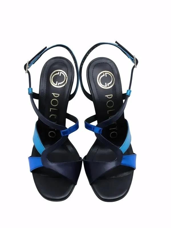 POLETTO  HAKİKİ DERİ SAX MAVI-LACIVERT-TURKUAZ-SIYAH Sandalet Topuklu 6564 220