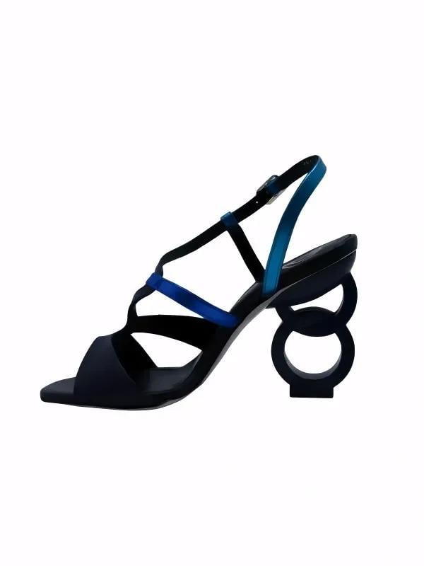 POLETTO  HAKİKİ DERİ SAX MAVI-LACIVERT-TURKUAZ-SIYAH Sandalet Topuklu 6564 220