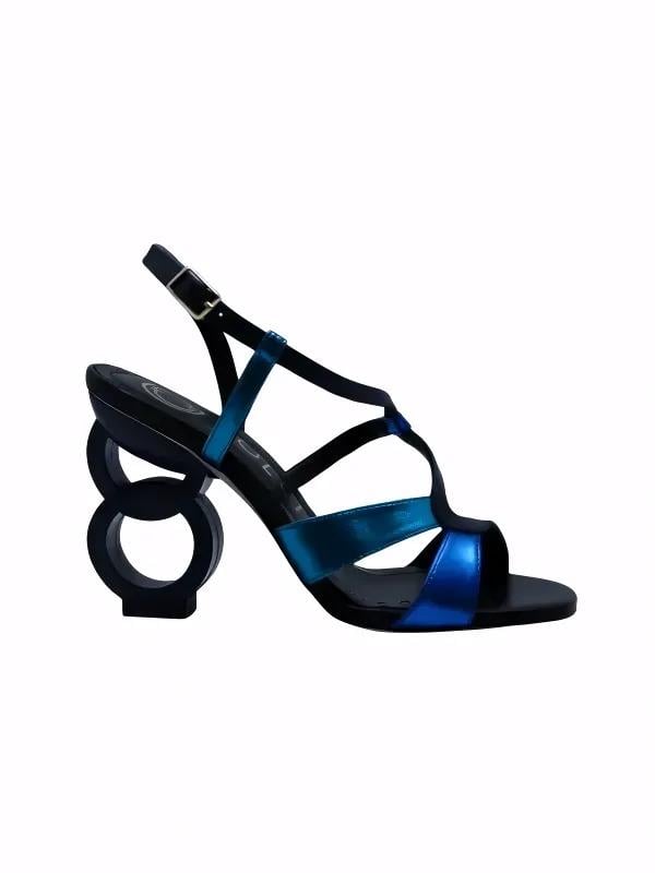 POLETTO  HAKİKİ DERİ SAX MAVI-LACIVERT-TURKUAZ-SIYAH Sandalet Topuklu 6564 220