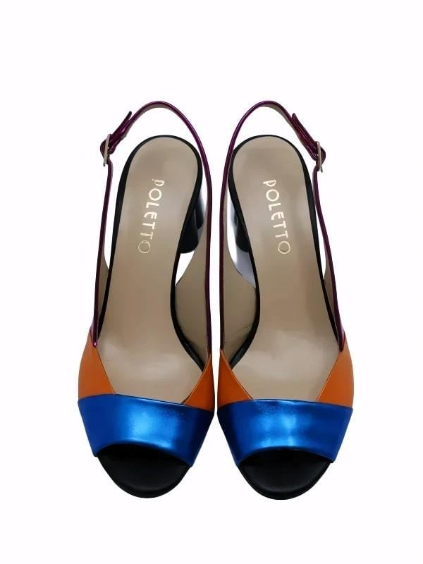 POLETTO  HAKİKİ DERİ SAX MAVI-TURUNCU-FUSYA-SIYAH Sandalet Topuklu 4183 173 V1