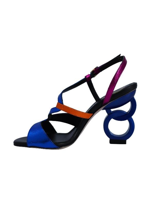 POLETTO  HAKİKİ DERİ SAX MAVI-TURUNCU-FUSYA-SIYAH Sandalet Topuklu 6564 220