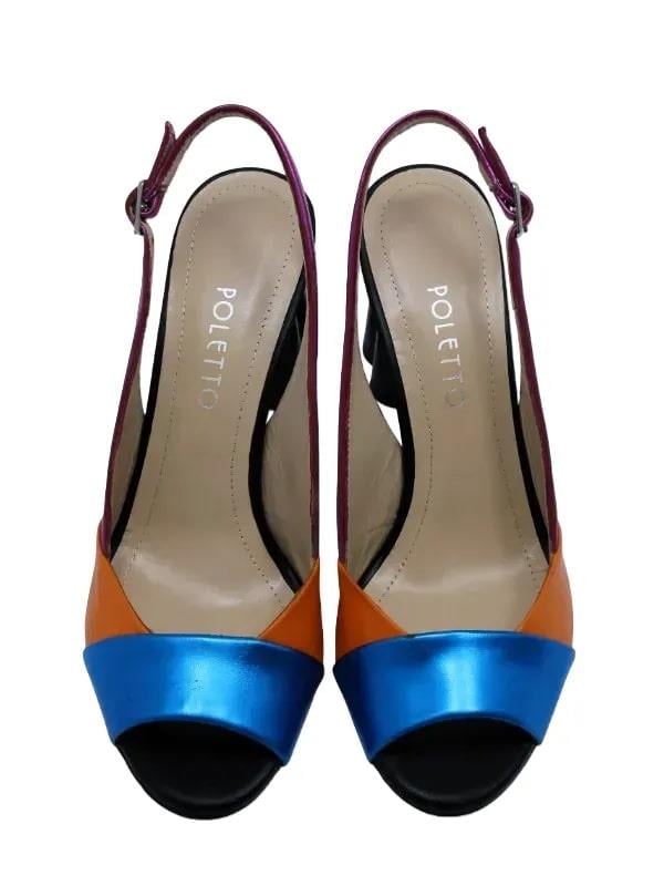 POLETTO  HAKİKİ DERİ SAX MAVI-TURUNCU-FUSYA-SIYAH Sandalet Topuklu 319 255