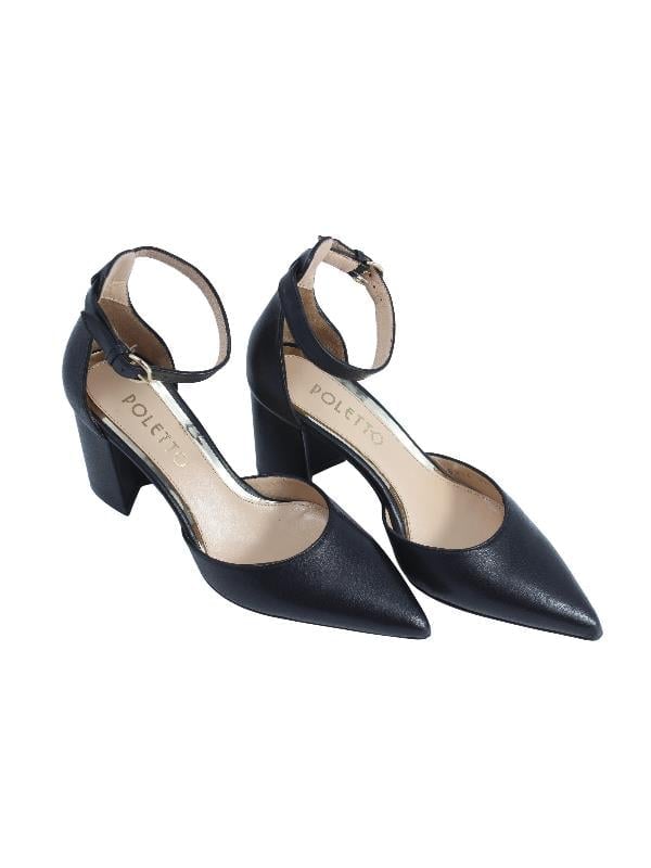 POLETTO  HAKİKİ DERİ SIYAH-ALTIN Ayakkabı Stiletto 9839 60 V2