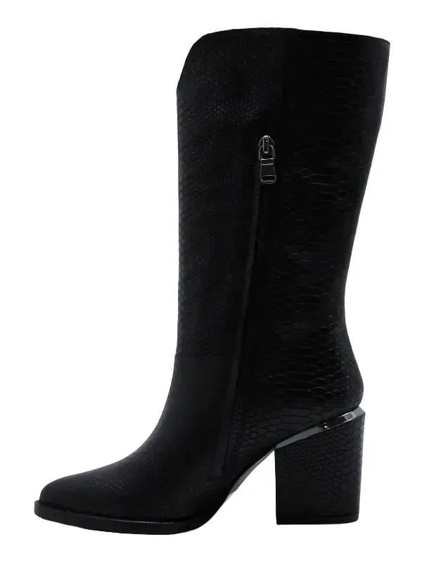 POLETTO  HAKİKİ DERİ SIYAH Çizme Topuklu 855 43 V1 S