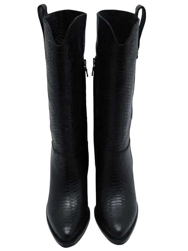 POLETTO  HAKİKİ DERİ SIYAH Çizme Topuklu 855 43 V1 S