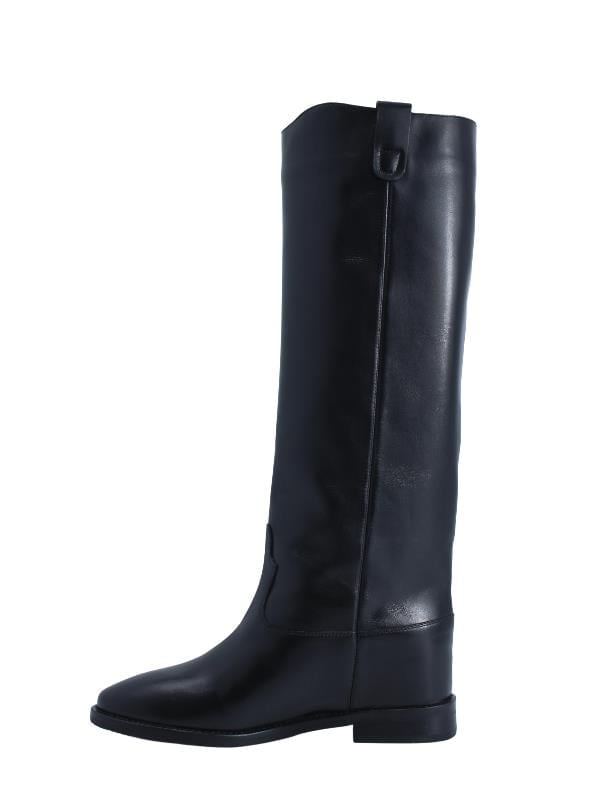 POLETTO  HAKİKİ DERİ SIYAH Çizme Topuklu 482 15