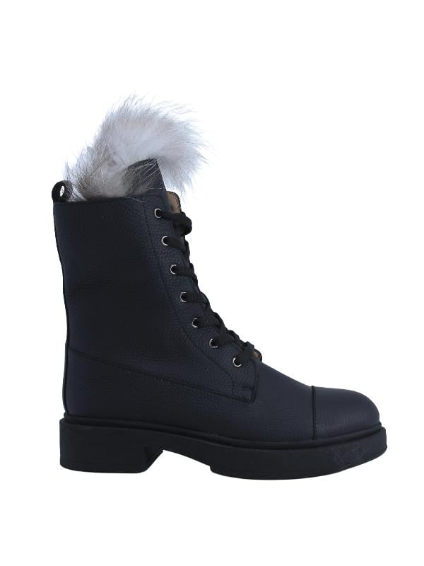 POLETTO  HAKİKİ DERİ SIYAH-GRI Bot Düz  6319 24