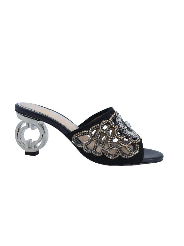 POLETTO  HAKİKİ DERİ SIYAH-GUMUS Terlık Gece/Abiye 1918 22