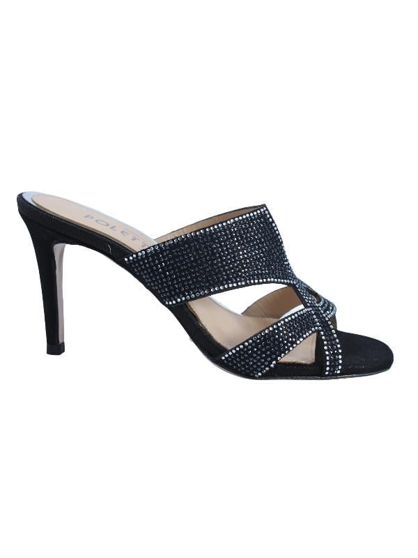 POLETTO  HAKİKİ DERİ SIYAH-GUMUS Terlık Gece/Abiye 380 41