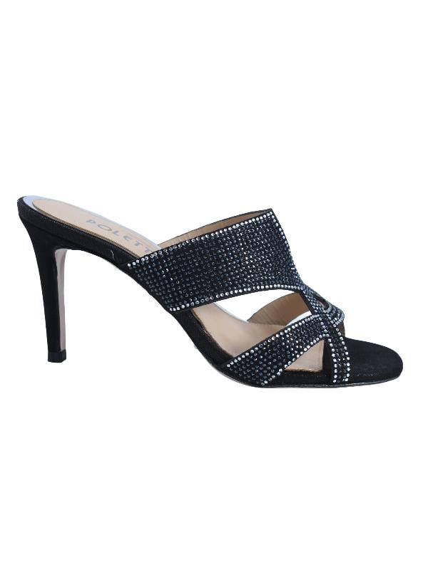 POLETTO  HAKİKİ DERİ SIYAH-GUMUS Terlık Gece/Abiye 380 41