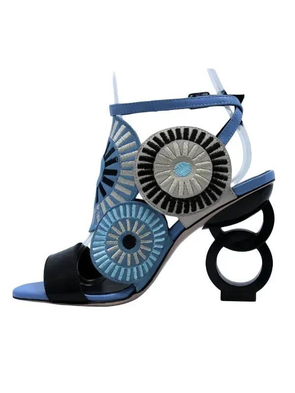 POLETTO  HAKİKİ DERİ SIYAH-MAVI-PUDRA-LILA Sandalet Topuklu 6564 158 V1