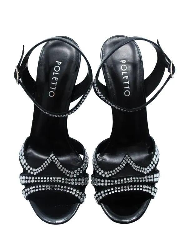 POLETTO  HAKİKİ DERİ SIYAH Sandalet Gece/Abiye 6564 155