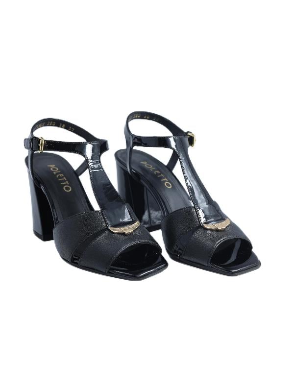 POLETTO  HAKİKİ DERİ SIYAH Sandalet Topuklu 380 38