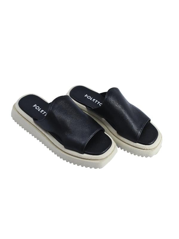 POLETTO  HAKİKİ DERİ SIYAH Terlık Düz 0197 364